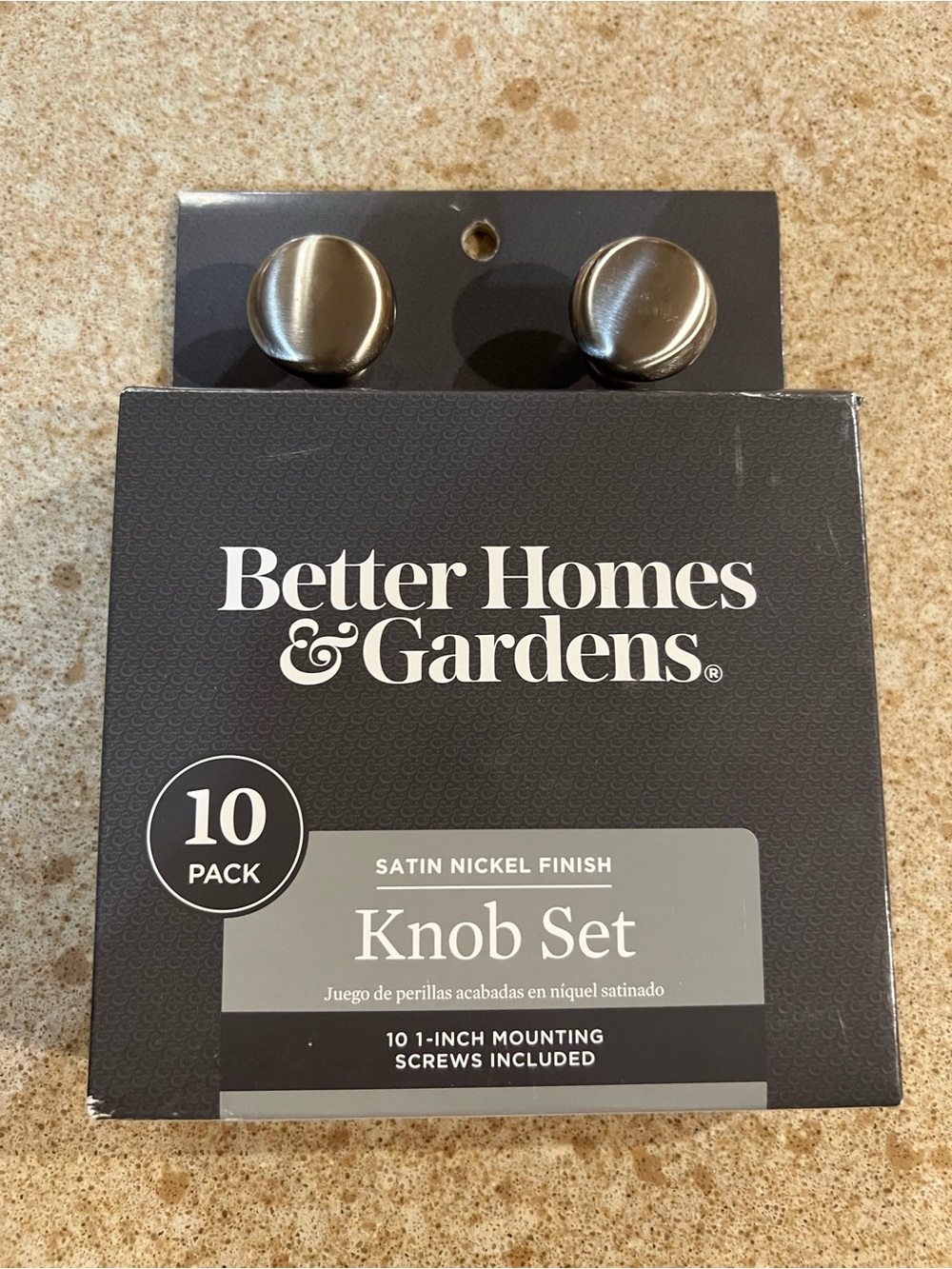 Better Homes And Gardens Satin Nickel Knob Set - Black Packaging